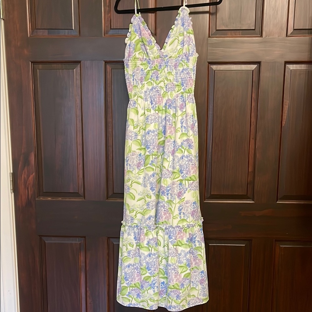 Hill house, newer tags, large, the Dottie nap dress, blue hydrangea